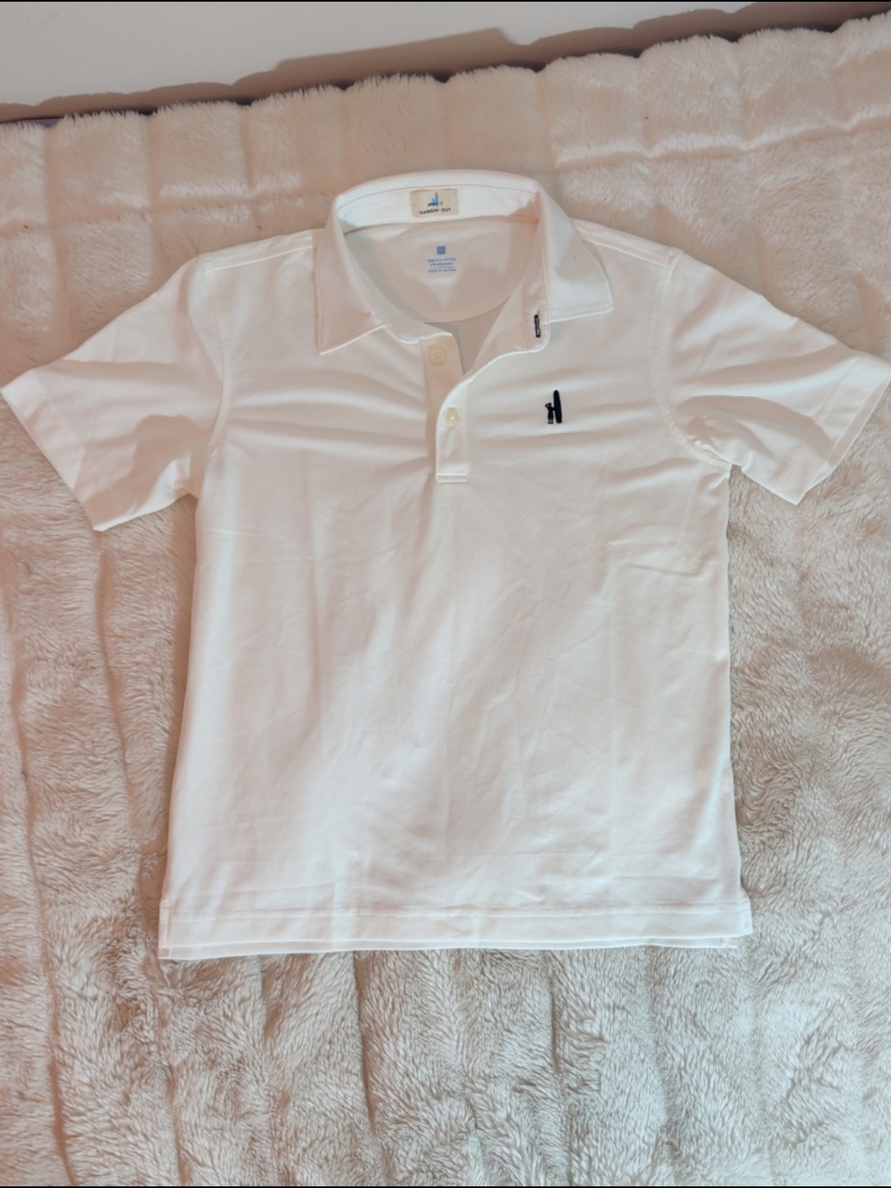 Johnnie-O  White/Navy Blue Performance Polo Boys' Sz 10 NWOT